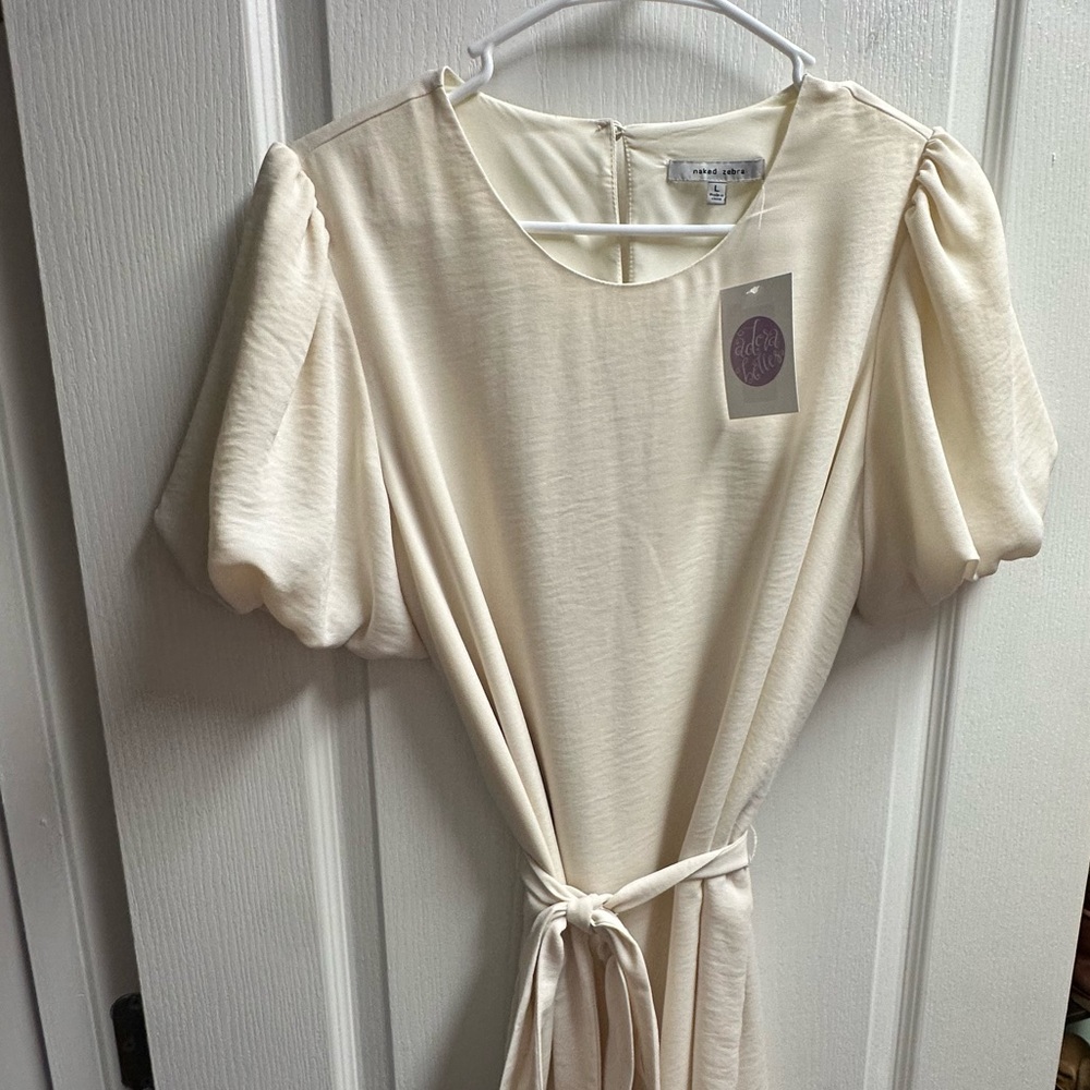 Naked Zebra Cream Puff Sleeve Dress *see description*